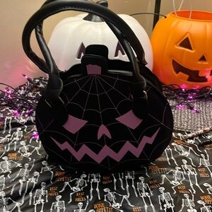 Purple black pumpkin purse